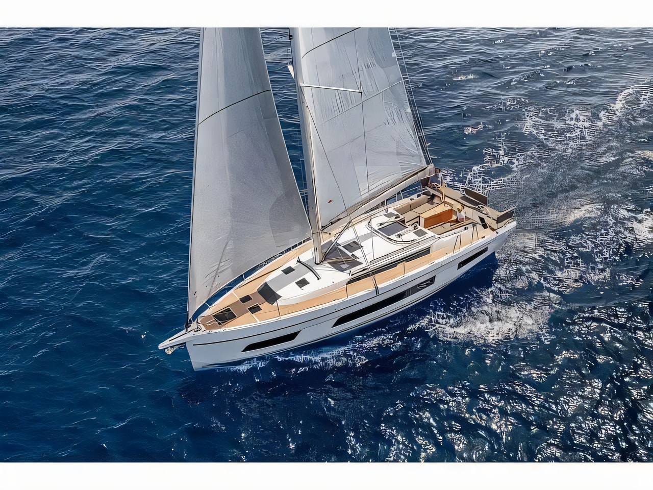 Exterior overview of Dufour 41 sail boat for charter from Vodice ACI Marina in the Sibenik sailing area Croatia
