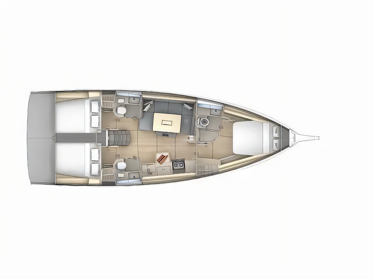 Interior of Dufour 41 sail boat with 3 cabins Croatia yacht charter
