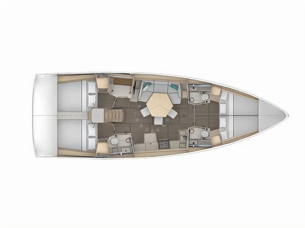 Interior of Dufour 44 sail boat with 3 cabins Croatia yacht charter