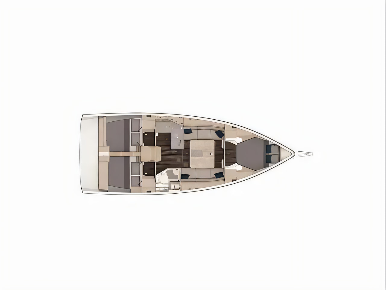 Interior of Dufour 37 sail boat with 3 cabins Croatia yacht charter