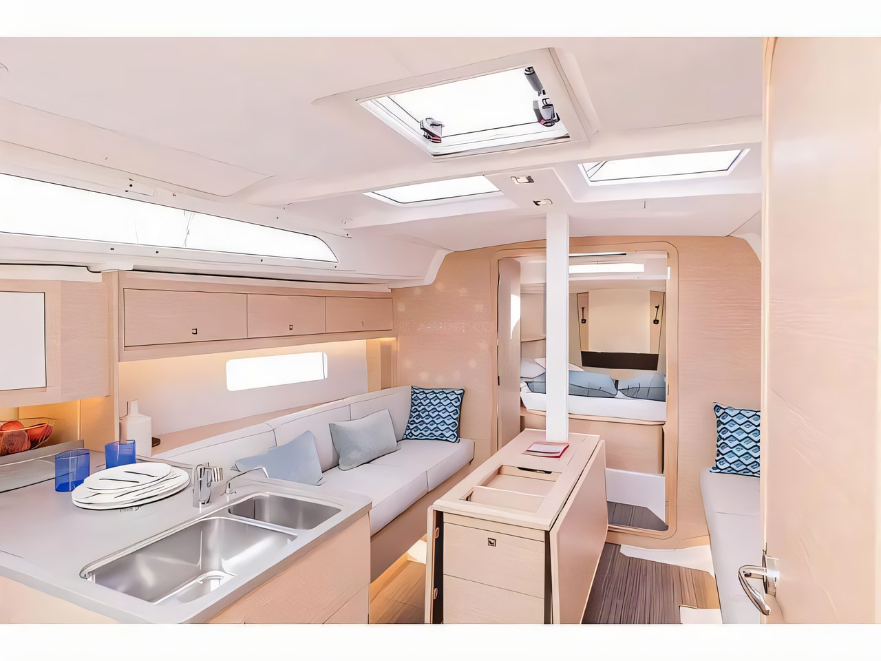 Layout of Dufour 37 sail boat with 3 cabins Croatia yacht charter