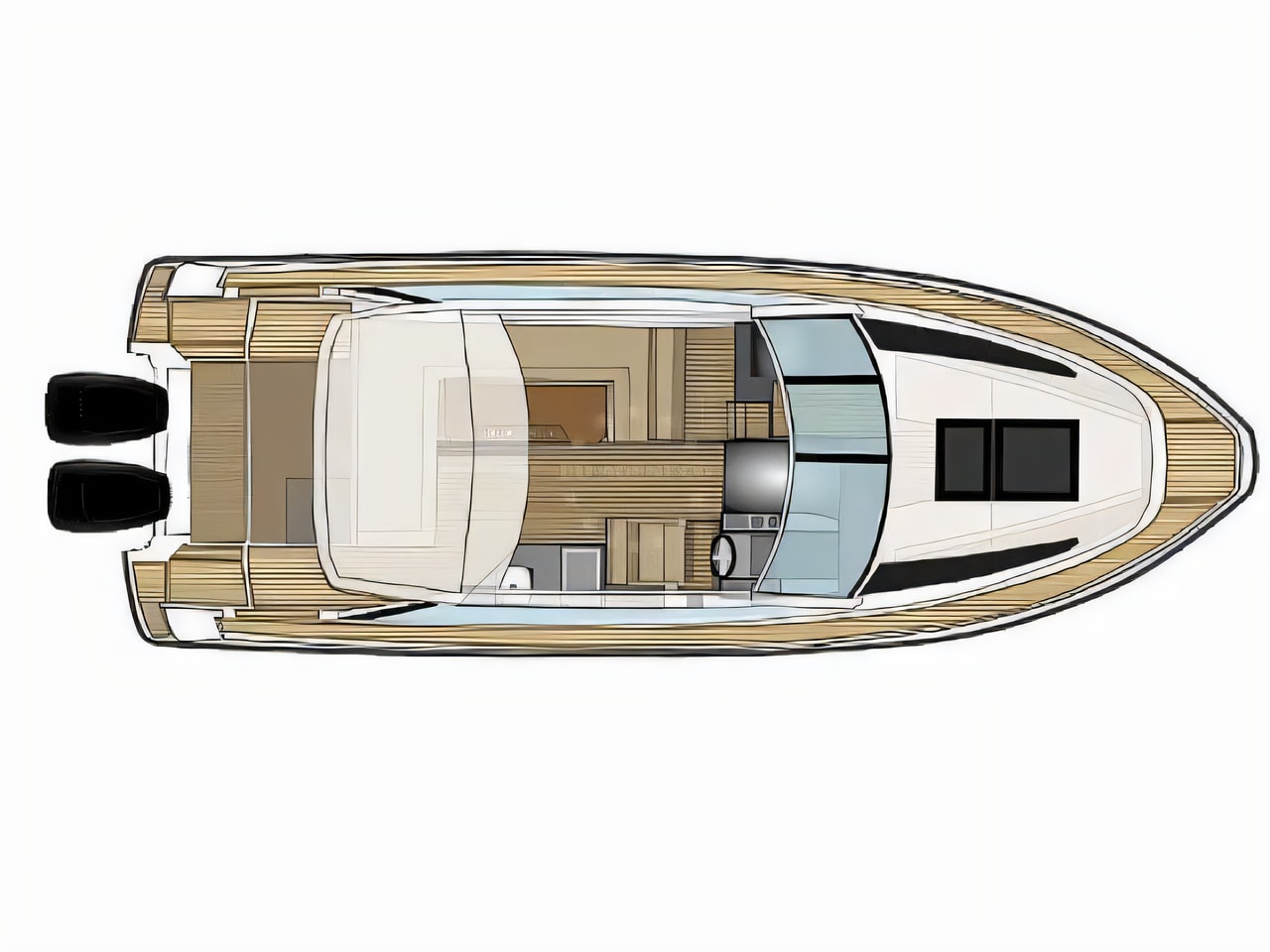 Interior of Flipper 900 ST motor boat with 2 cabins Croatia yacht charter