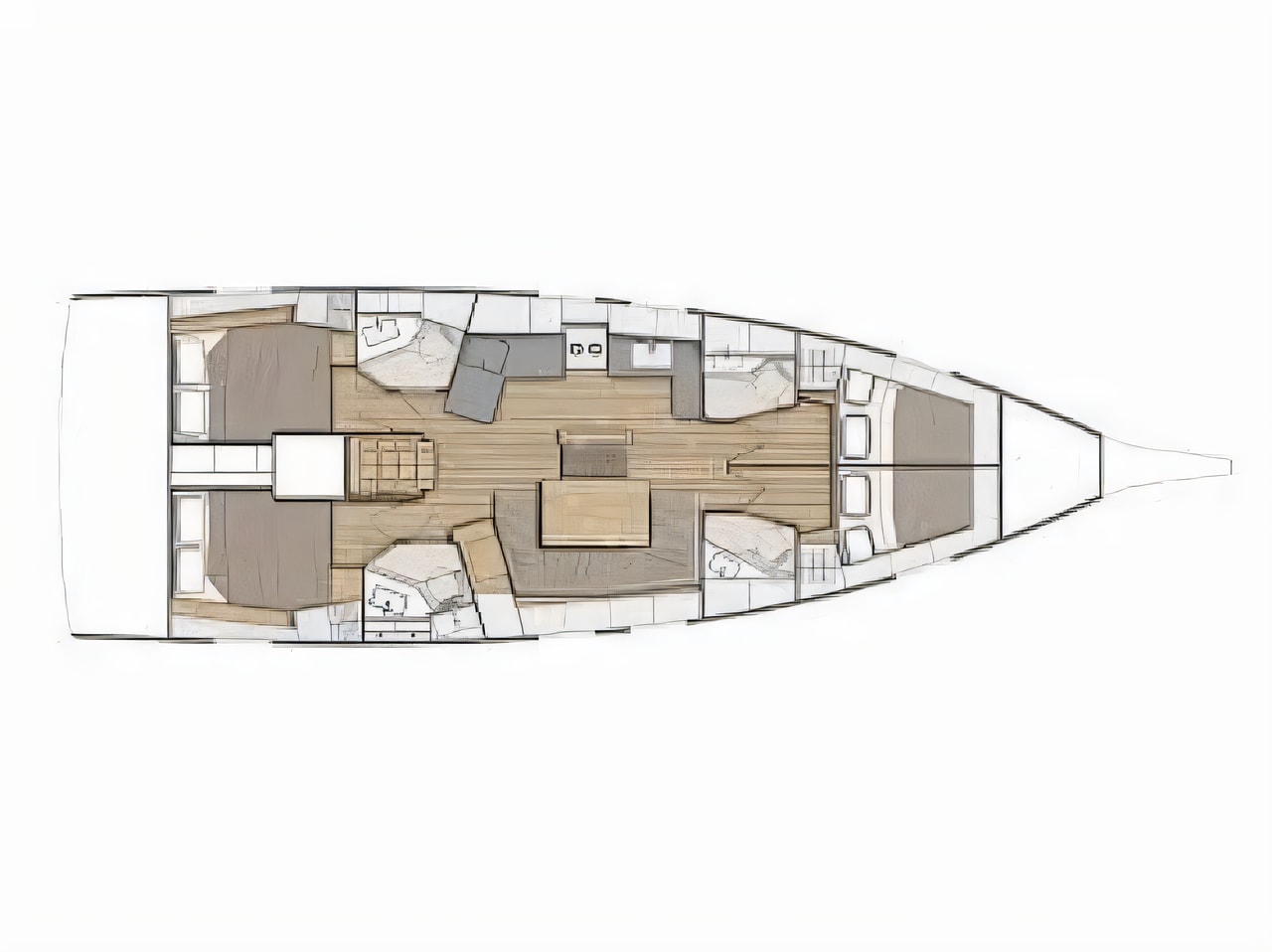 Interior of Oceanis 46.1 sail boat with 4 cabins Croatia yacht charter