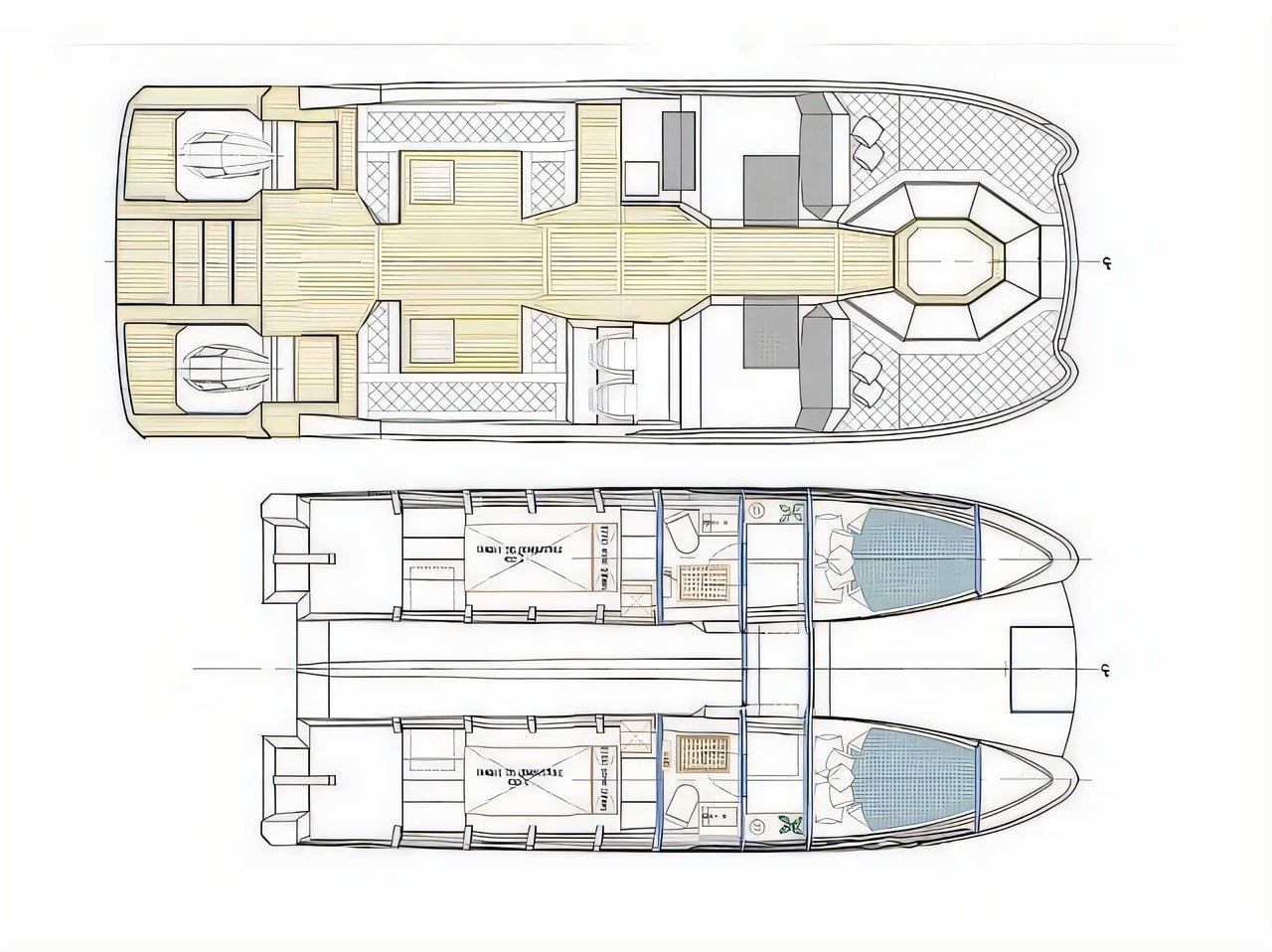Interior of Tesoro T 38 power catamaran with 2 cabins Croatia yacht charter