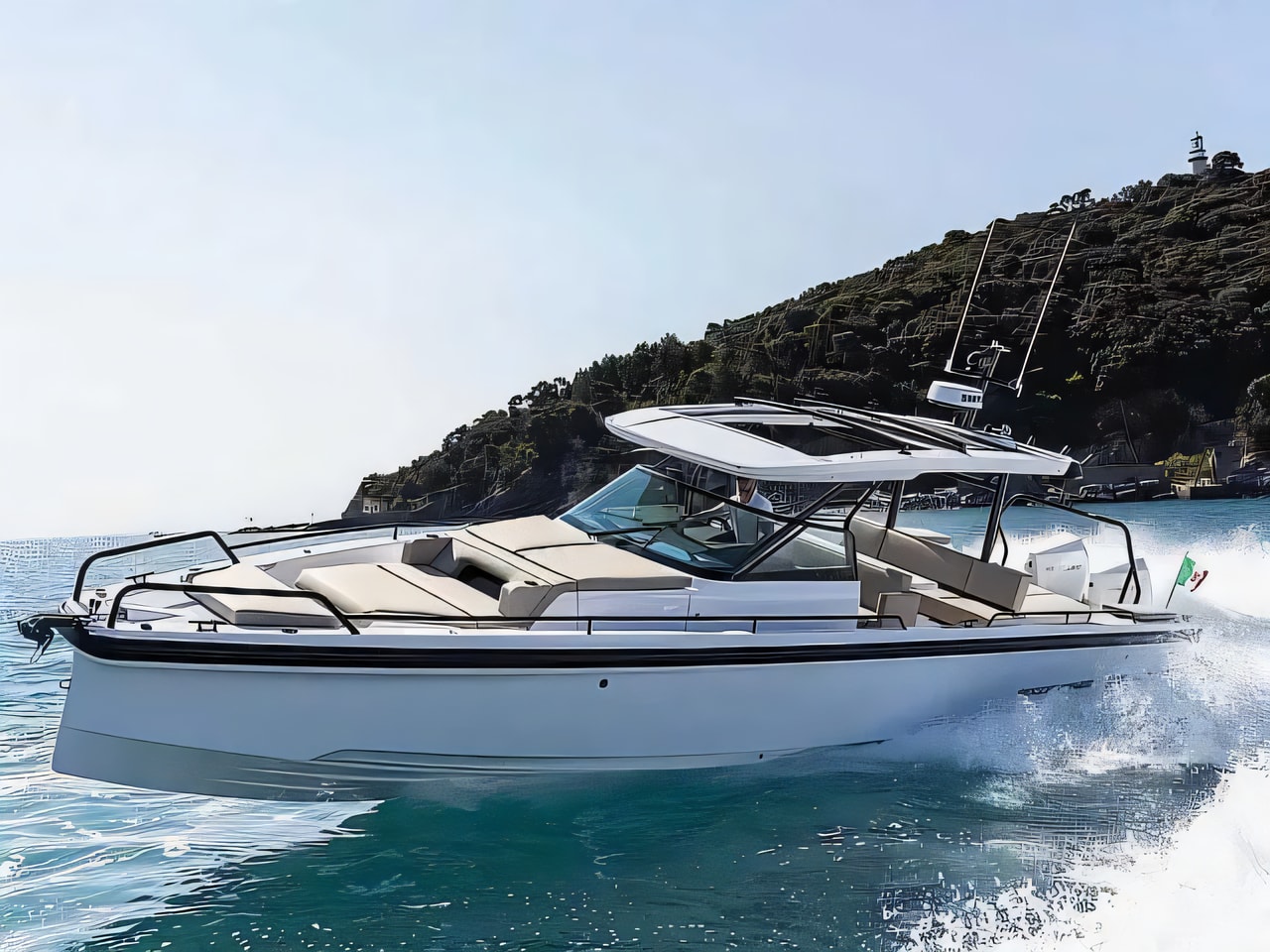 Axopar 37 Sun Top motor boat for charter from Seget Donji / Marina Baotic Split sailing area Croatia