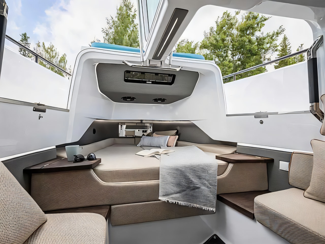 Axopar 37 Sun Top yacht layout 2 cabins Croatia charter
