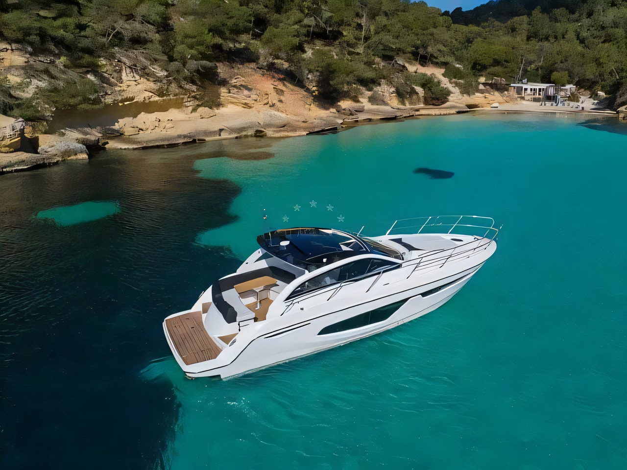 Exterior overview of Sessa C38 motor boat for charter from Seget Donji Marina Baotic in the Split sailing area Croatia