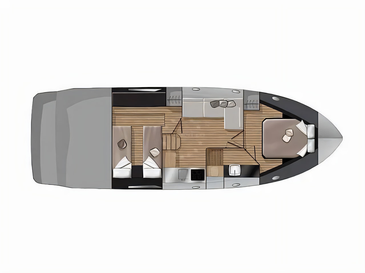 Interior of Sessa C38 motor boat with 2 cabins Croatia yacht charter