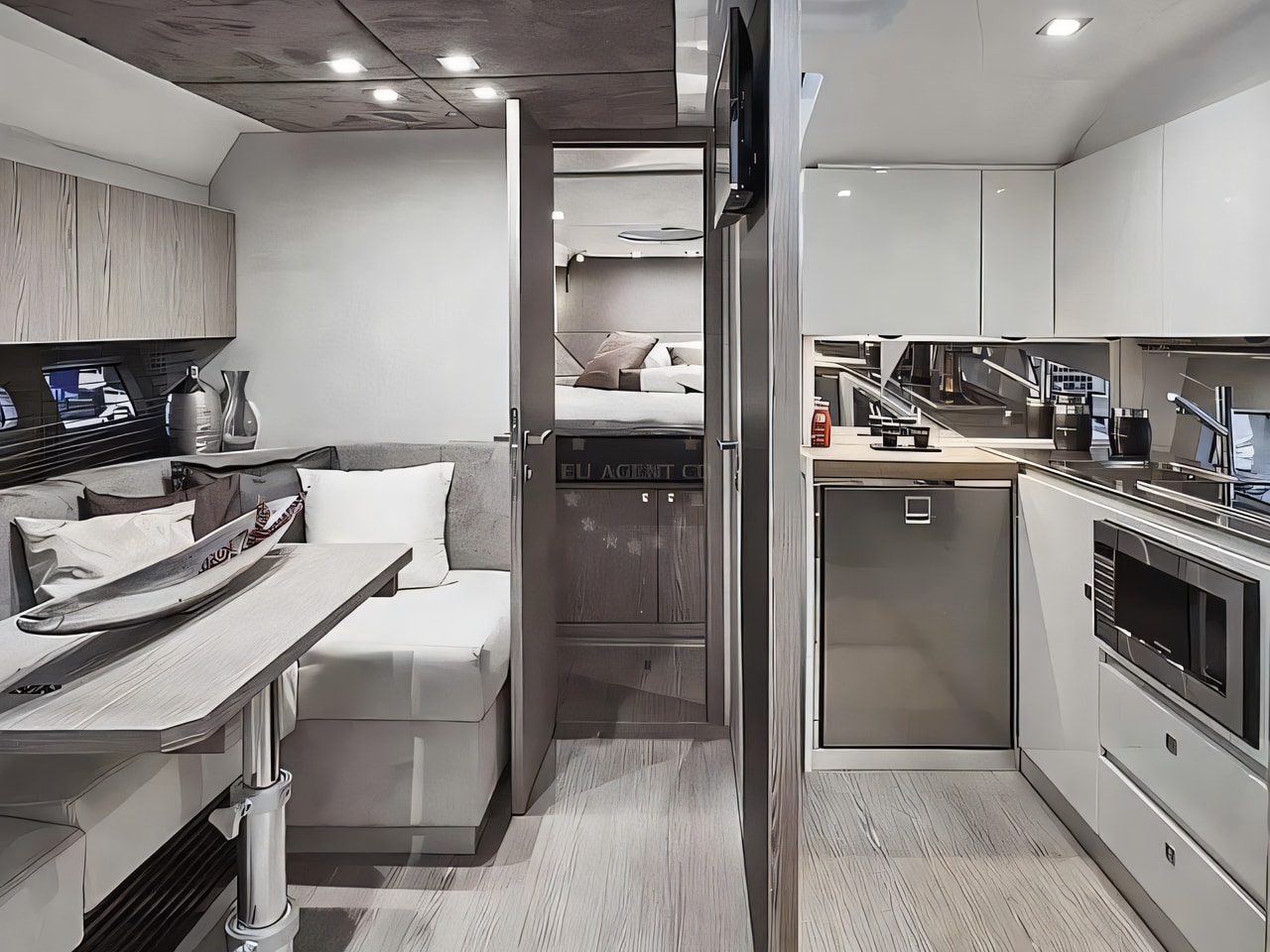 Layout of Sessa C38 motor boat with 2 cabins Croatia yacht charter