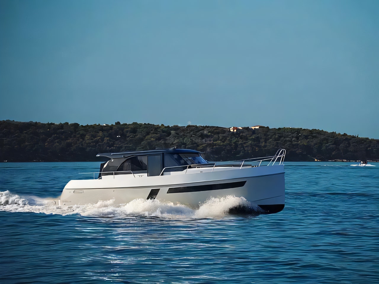 Exterior overview of Maxima 37 motor boat for charter from Seget Donji Marina Baotic in the Split sailing area Croatia