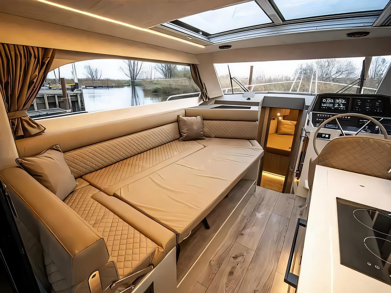 Layout of Maxima 37 motor boat with 2 cabins Croatia yacht charter