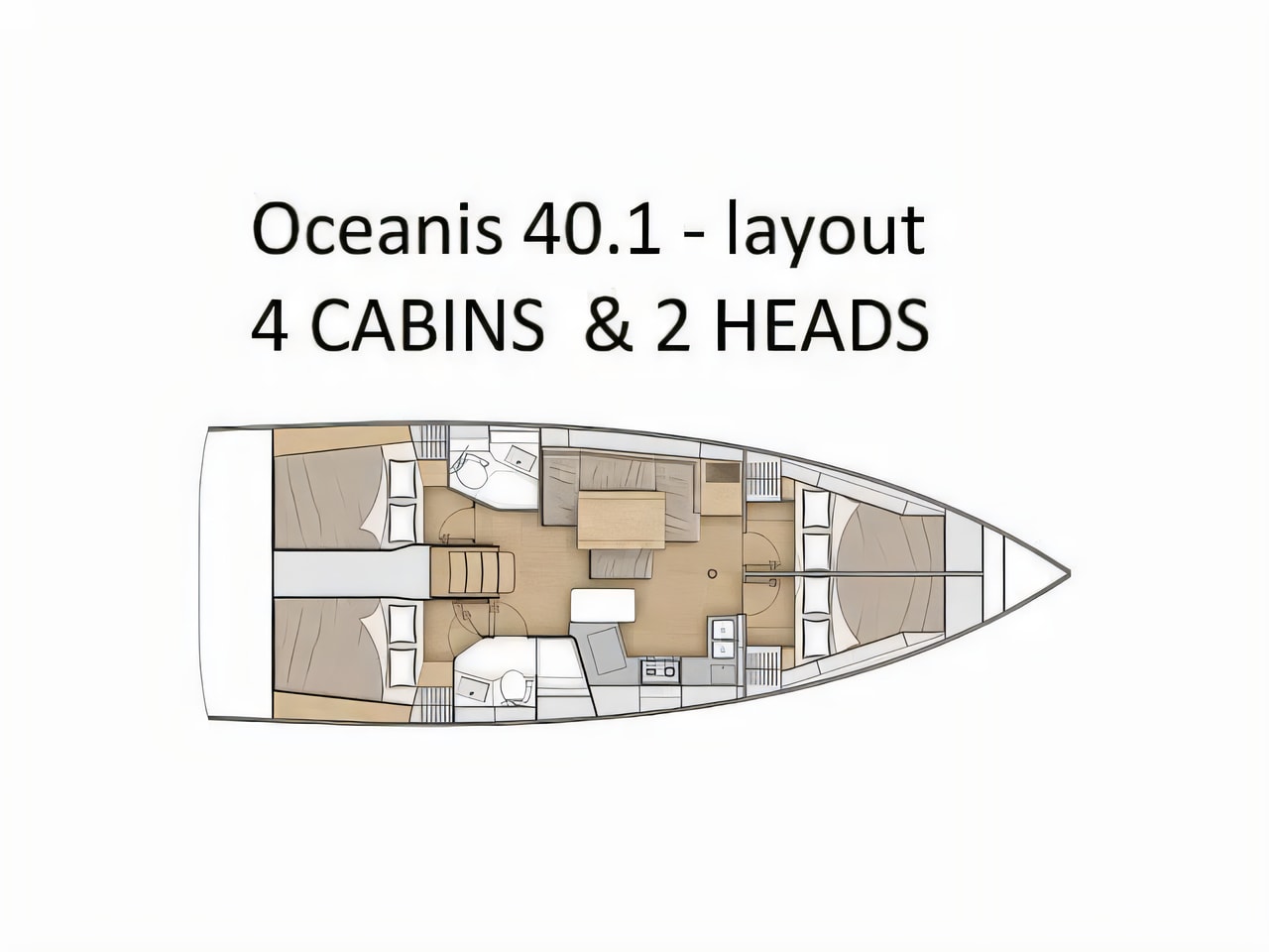 Interior of Oceanis 40.1 - 4D cab sail boat with 4 cabins Croatia yacht charter