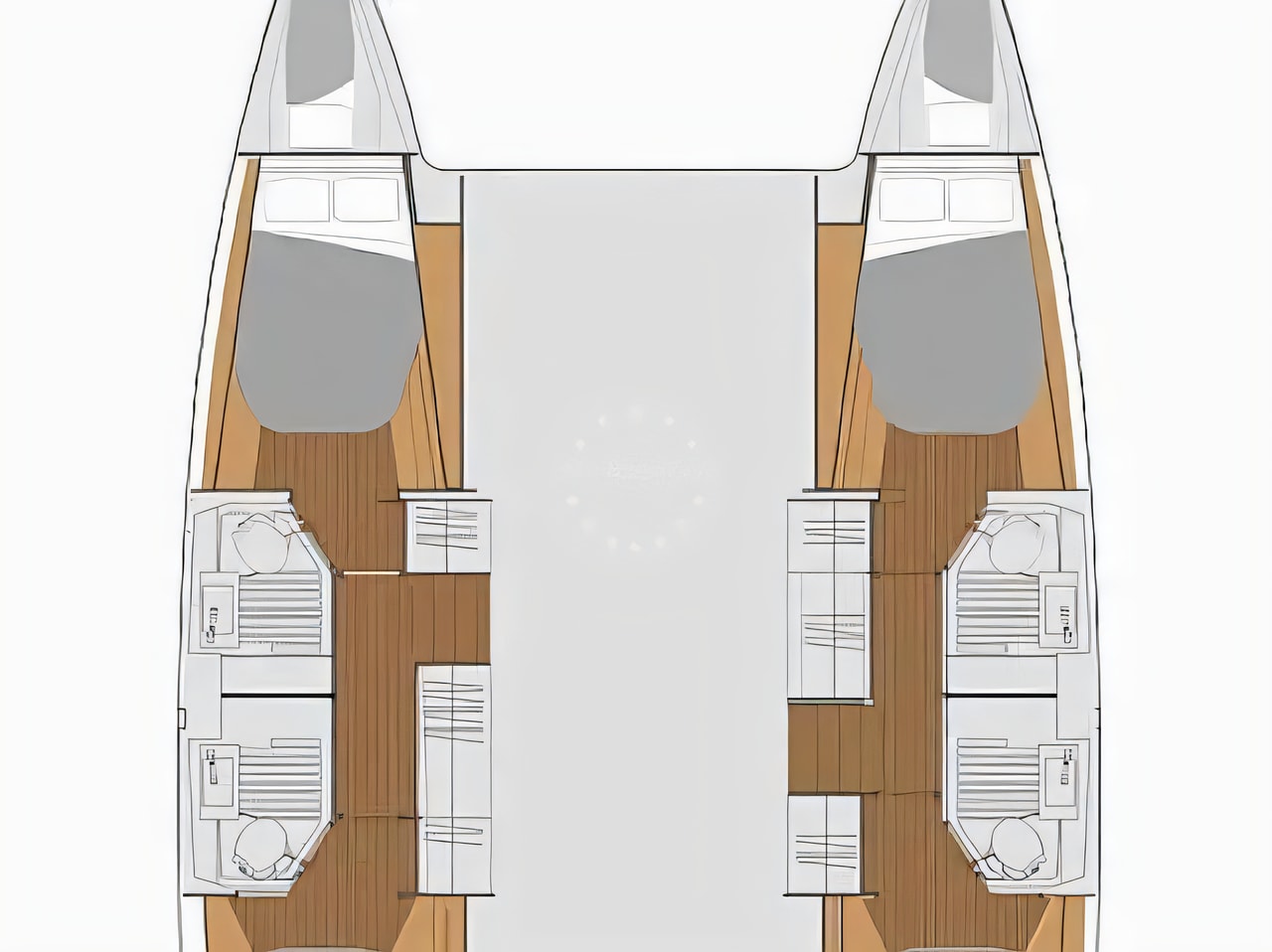 Interior of Astrea 42 catamaran with 6 cabins Croatia yacht charter