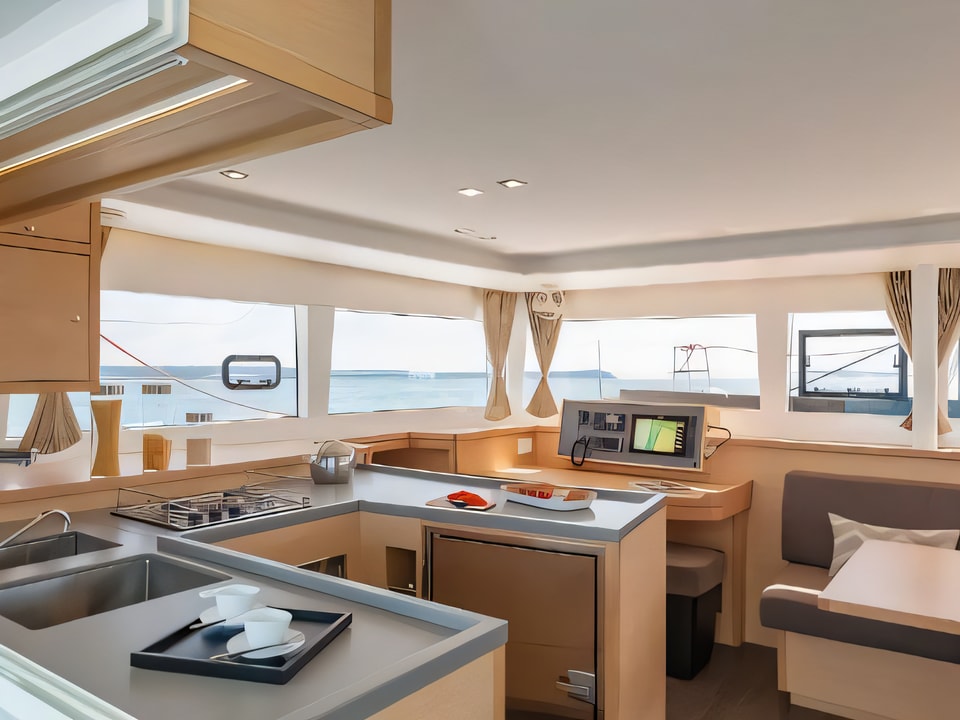 Interior of Lagoon 450 Sport catamaran with 6 cabins Croatia yacht charter