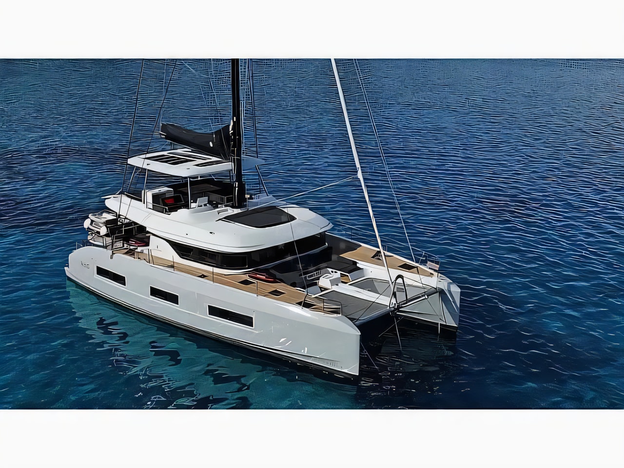 Exterior overview of Lagoon 55 TRI WING catamaran for charter from Kastela Gomilica Marina in the Split sailing area Croatia
