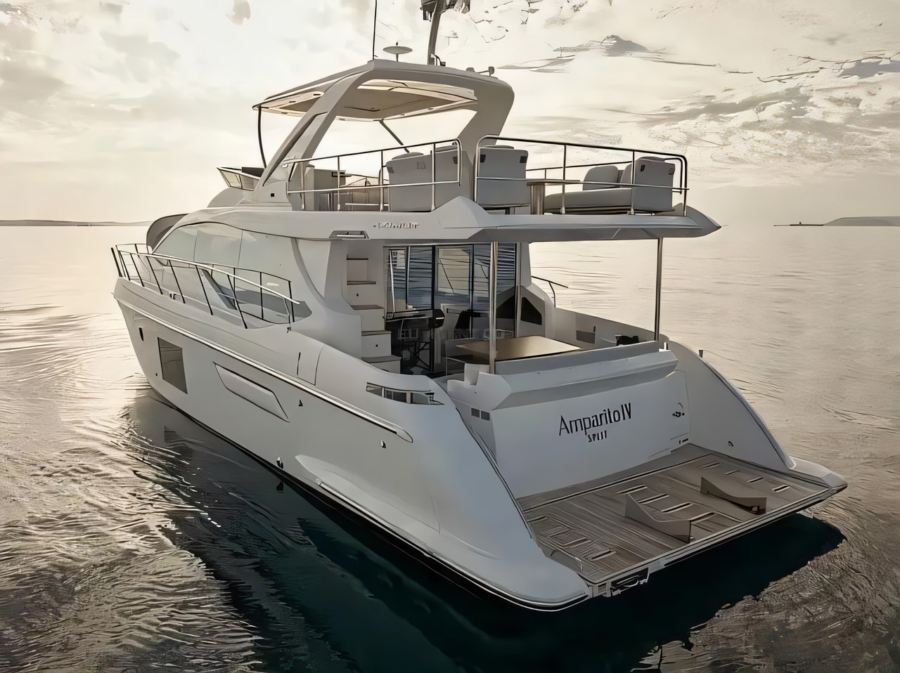 Exterior overview of Azimut 55 motoryacht for charter from Podstrana Marina Lav in the Split sailing area Croatia