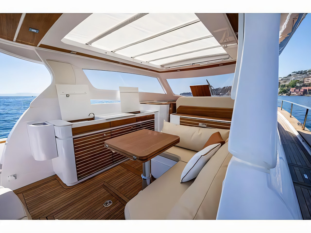 Layout of Libeccio 13.5 motor boat with 3 cabins Croatia yacht charter