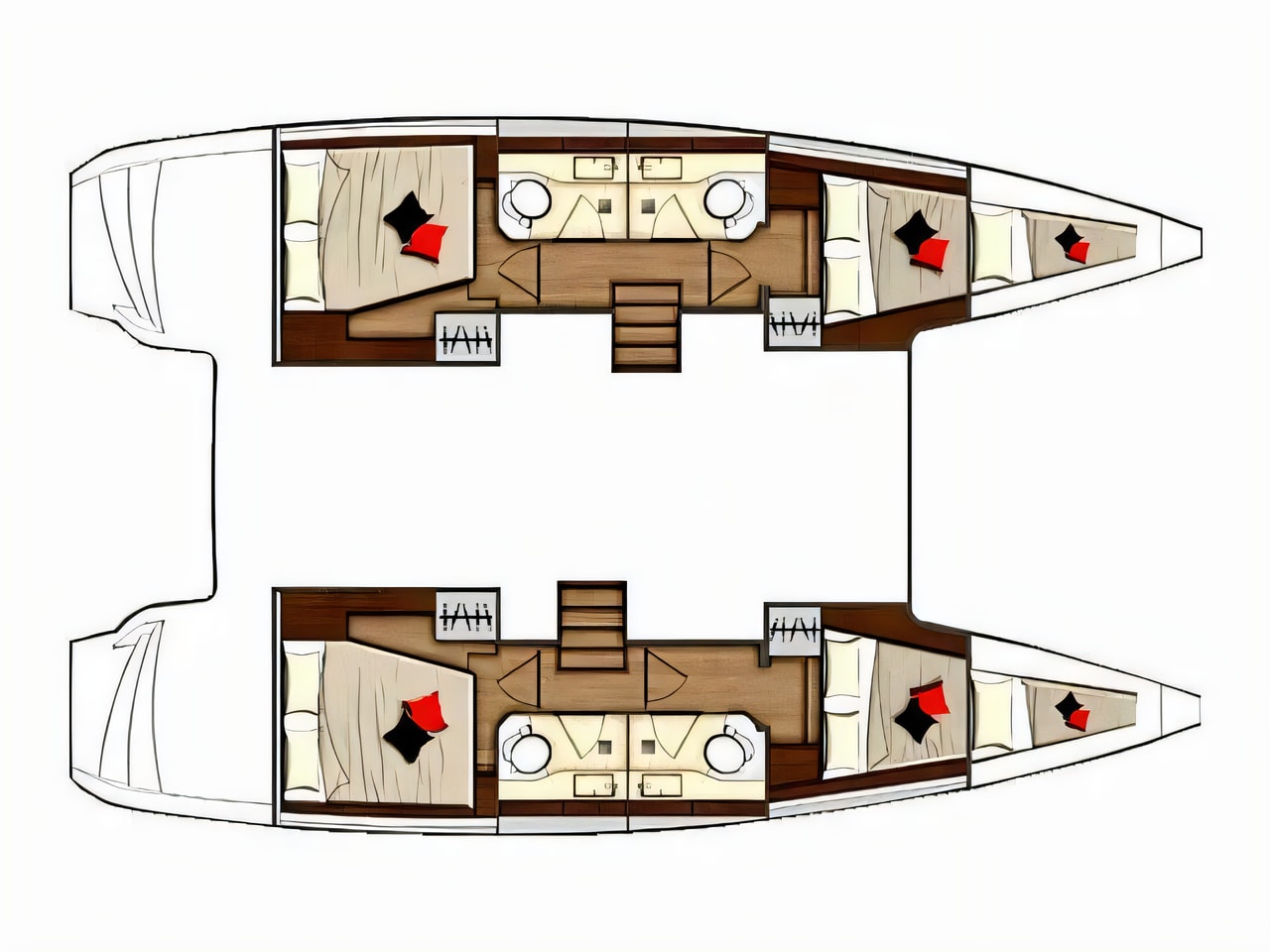 Interior of Lagoon 40 catamaran with 4 cabins Croatia yacht charter