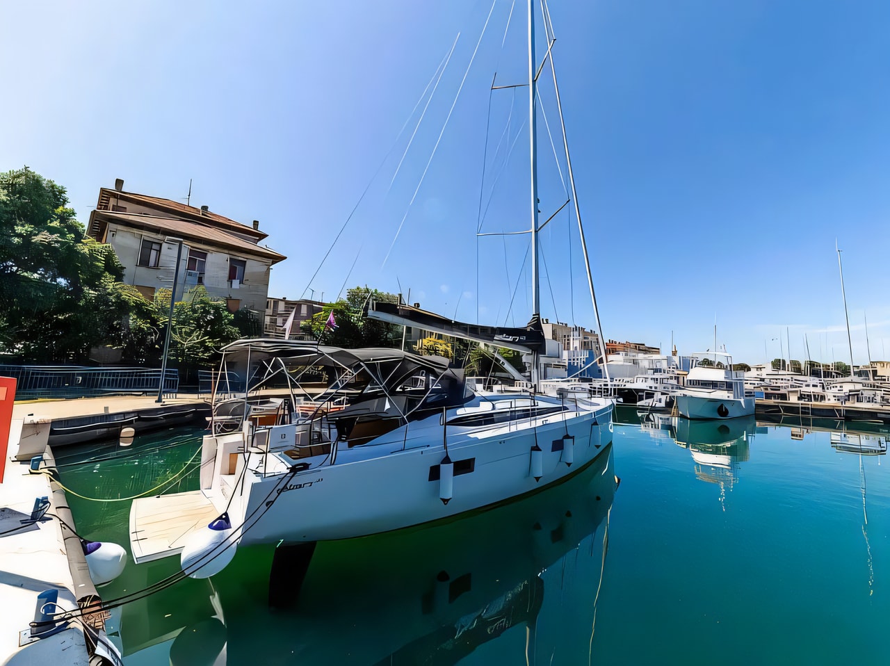 Exterior overview of Elan Impression 43 - NEW MODEL 2023. sail boat for charter from Zadar Marina Zadar in the Zadar sailing area Croatia