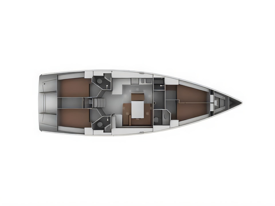 Layout of Bavaria 45 Cruiser sail boat with 4 cabins Croatia yacht charter