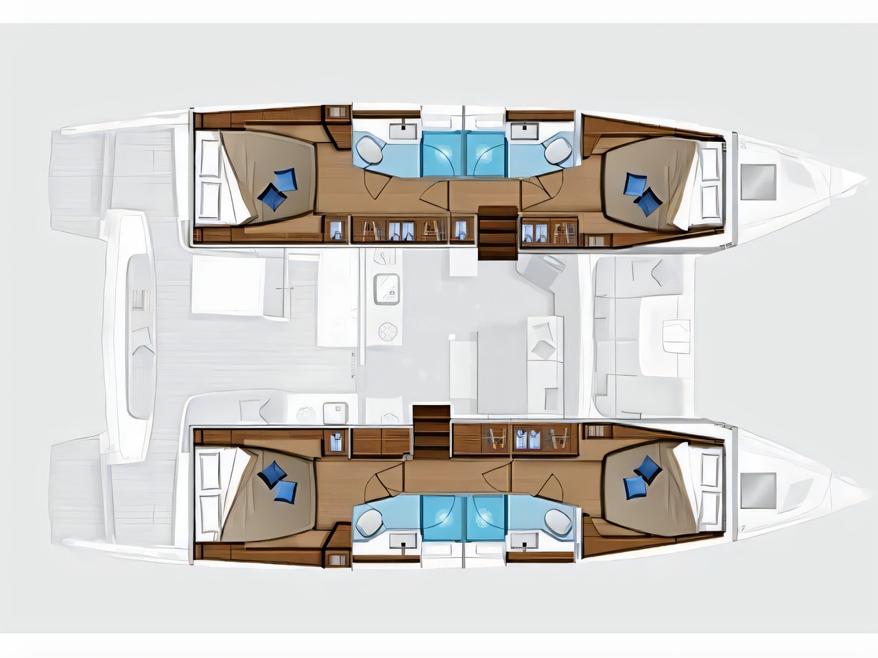 Interior of Lagoon 46 catamaran with 6 cabins Croatia yacht charter