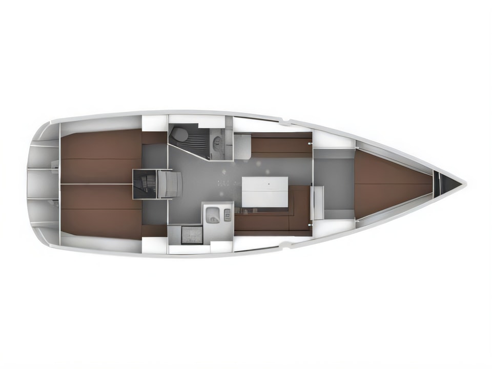 Layout of Bavaria 36 Cruiser sail boat with 3 cabins Croatia yacht charter
