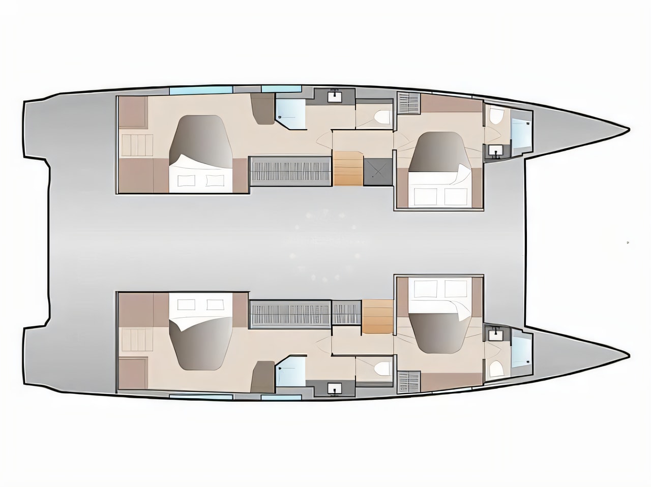 Interior of Aura 51 catamaran with 5 cabins Croatia yacht charter