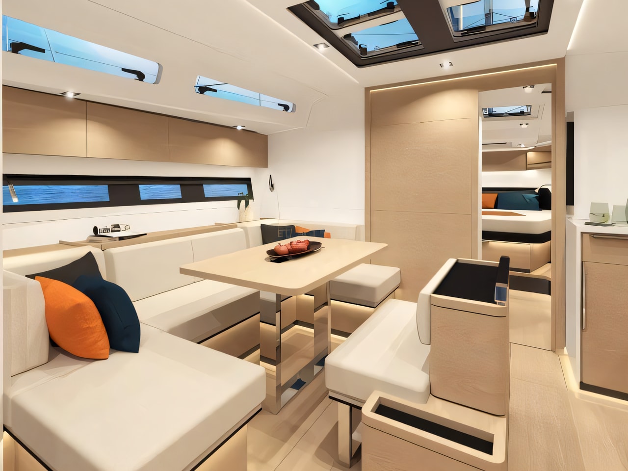 Layout of Hanse 460 sail boat with 5 cabins Croatia yacht charter