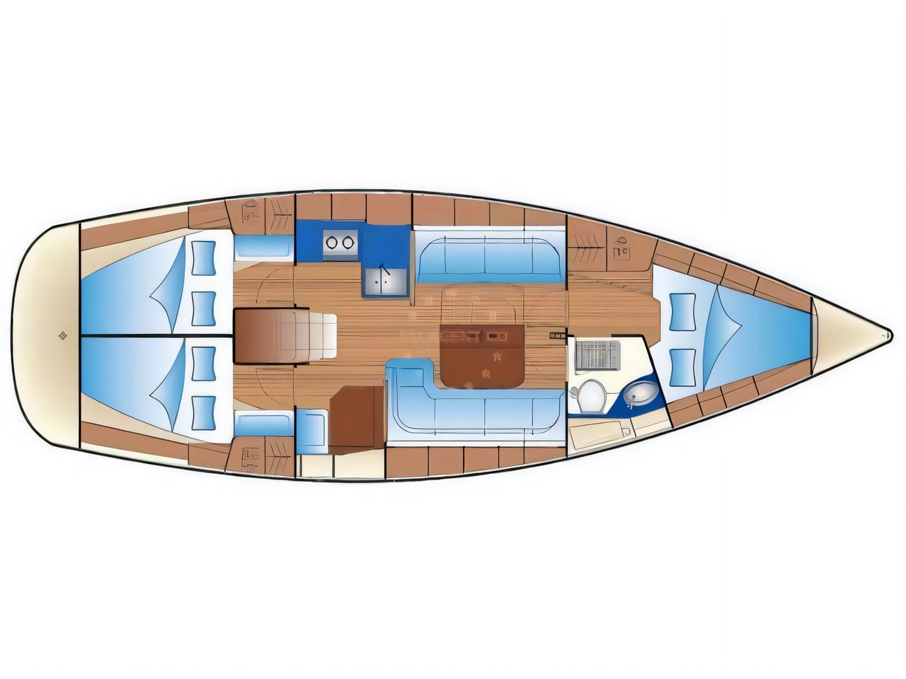 Interior of Bavaria 37 Cruiser sail boat with 3 cabins Croatia yacht charter