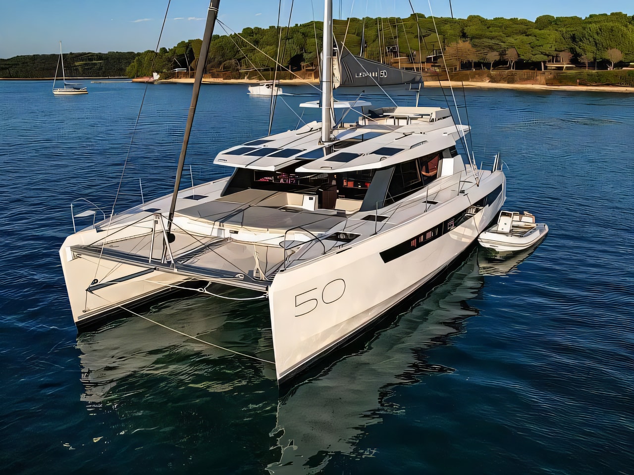 Exterior overview of Leopard 50 catamaran for charter from Zadar Marina Borik in the Zadar sailing area Croatia