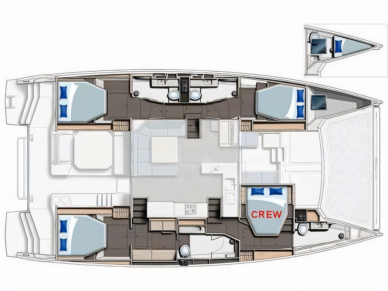 Interior of Leopard 50 catamaran with 3 cabins Croatia yacht charter