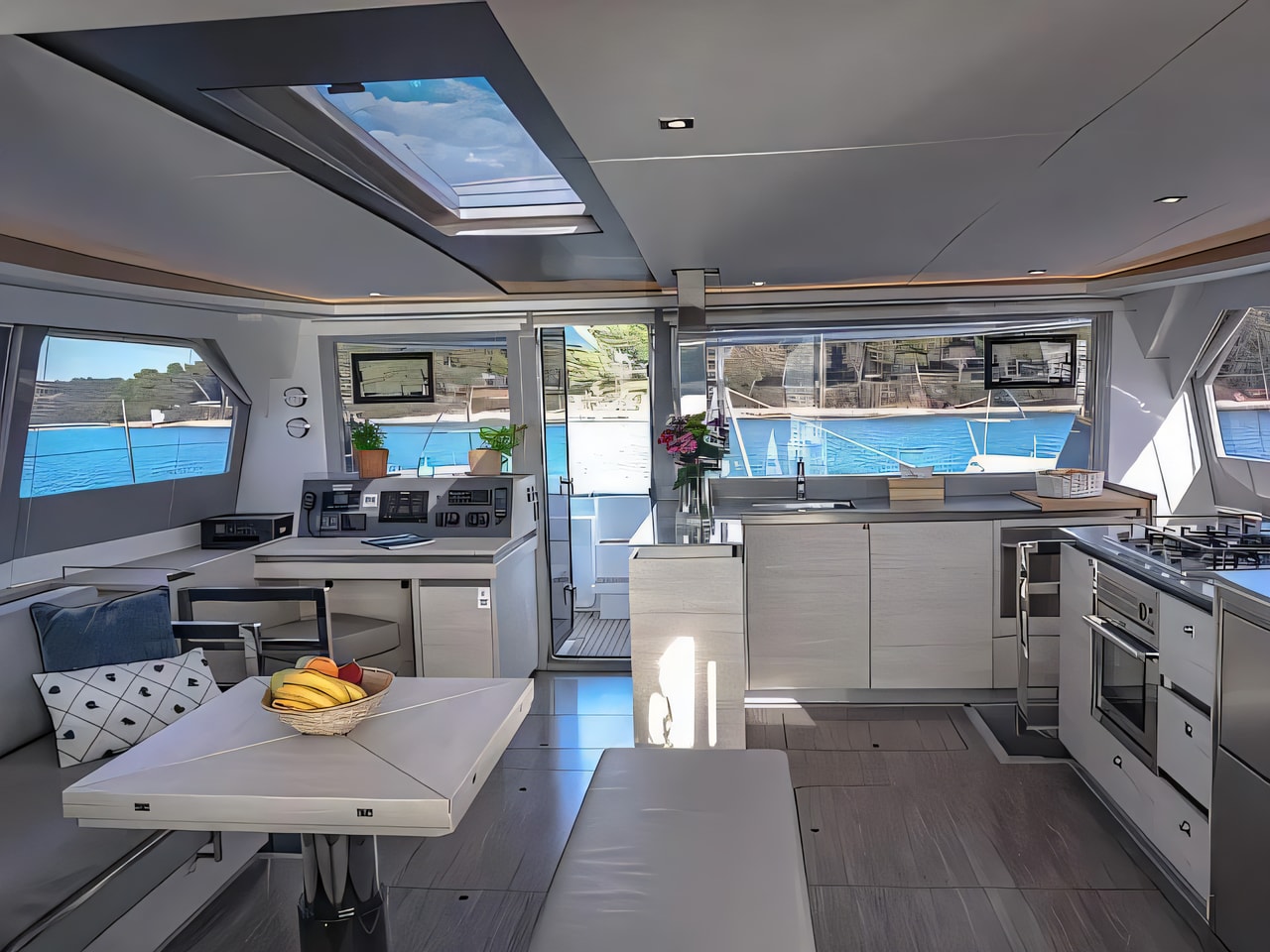 Layout of Leopard 50 catamaran with 3 cabins Croatia yacht charter