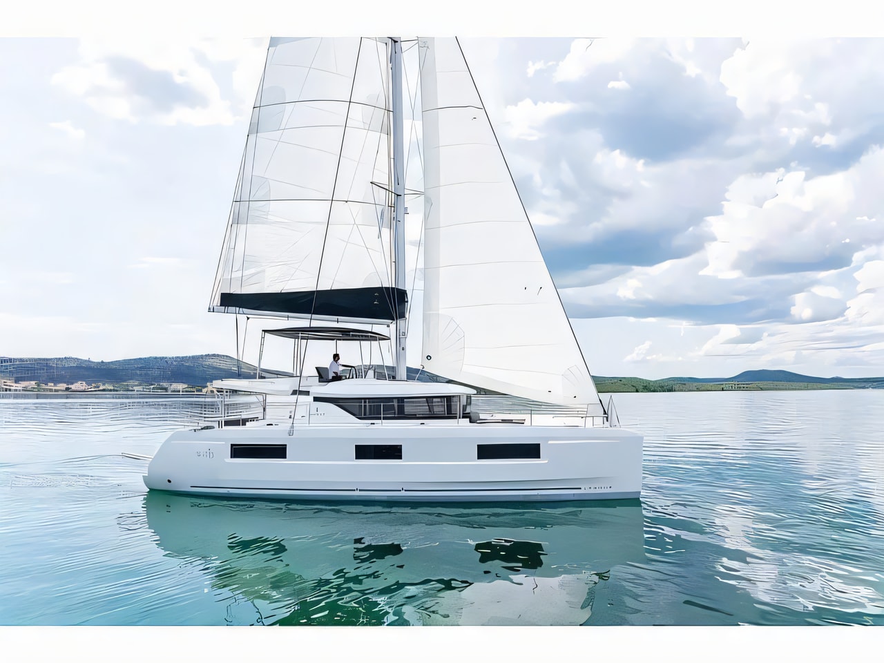 Exterior overview of Lagoon 46 catamaran for charter from Pirovac in the Sibenik sailing area Croatia