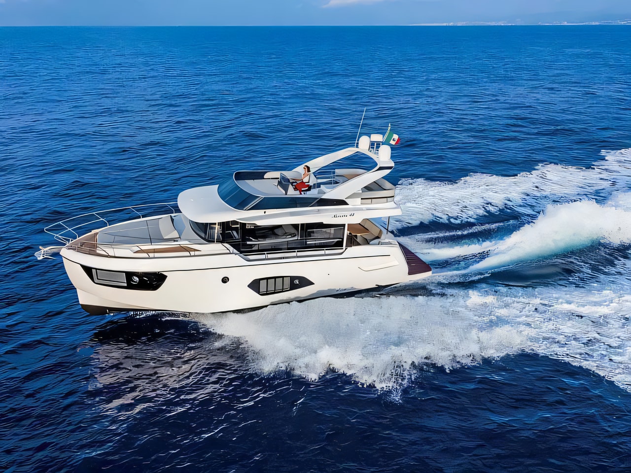 Exterior overview of Absolute 48 motor boat for charter from Seget Donji Marina Baotic in the Split sailing area Croatia