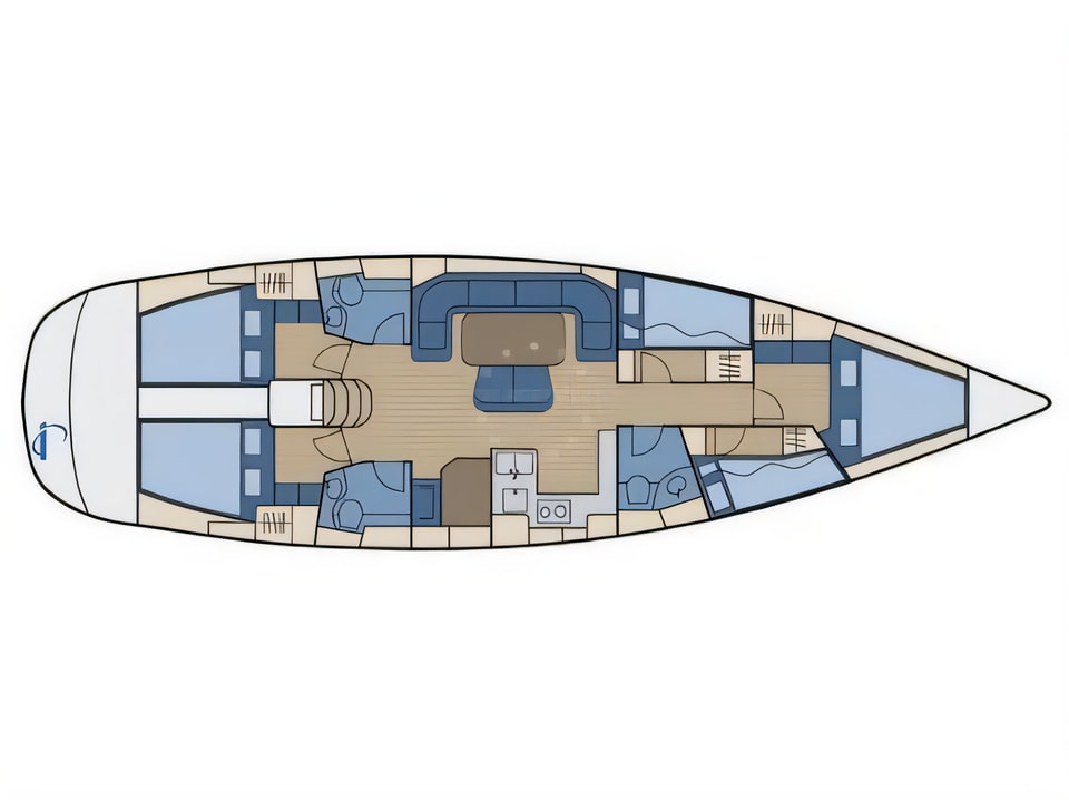 Bavaria 50 Cruiser yacht layout 5 cabins Croatia charter