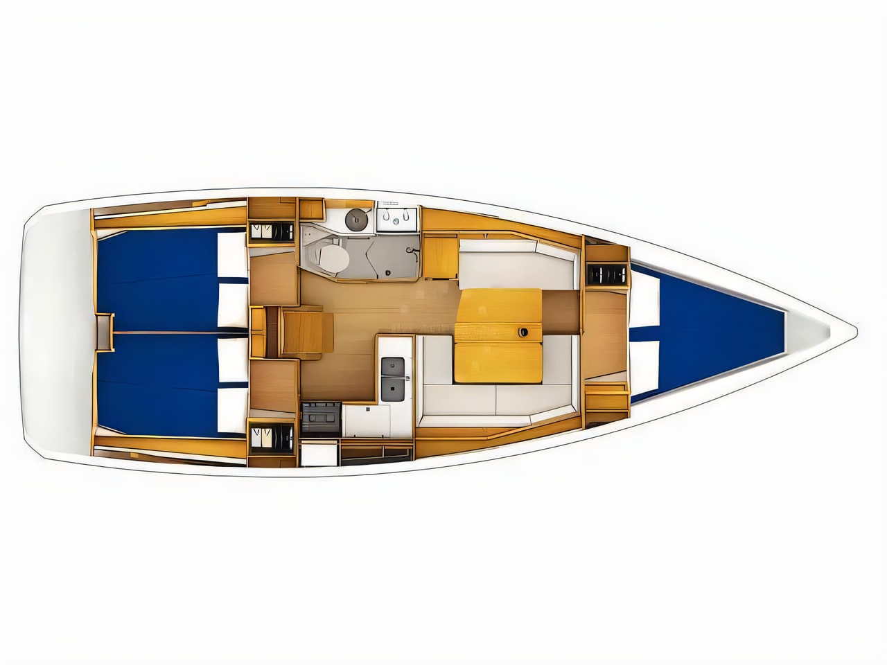 Interior of Sunsail 38 sail boat with 3 cabins Croatia yacht charter