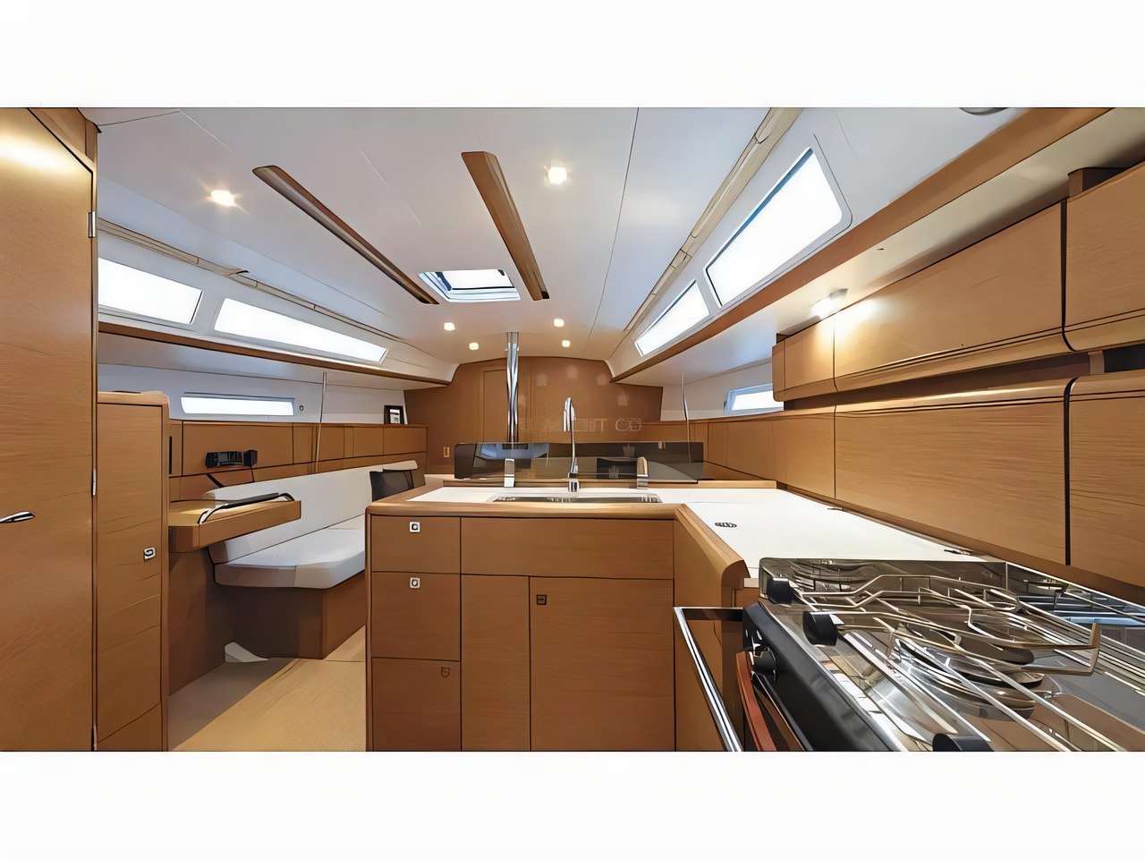 Layout of Sunsail 38 sail boat with 3 cabins Croatia yacht charter