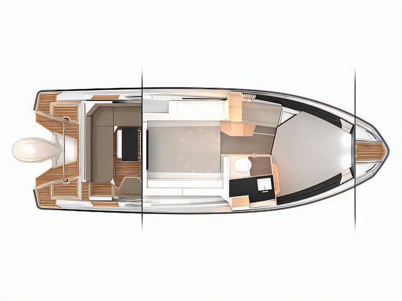 Interior of Finnmaster T9 ST motor boat with 2 cabins Croatia yacht charter