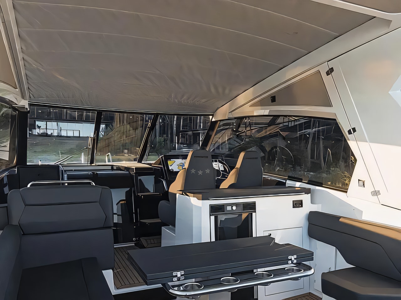 Layout of Finnmaster T9 ST motor boat with 2 cabins Croatia yacht charter