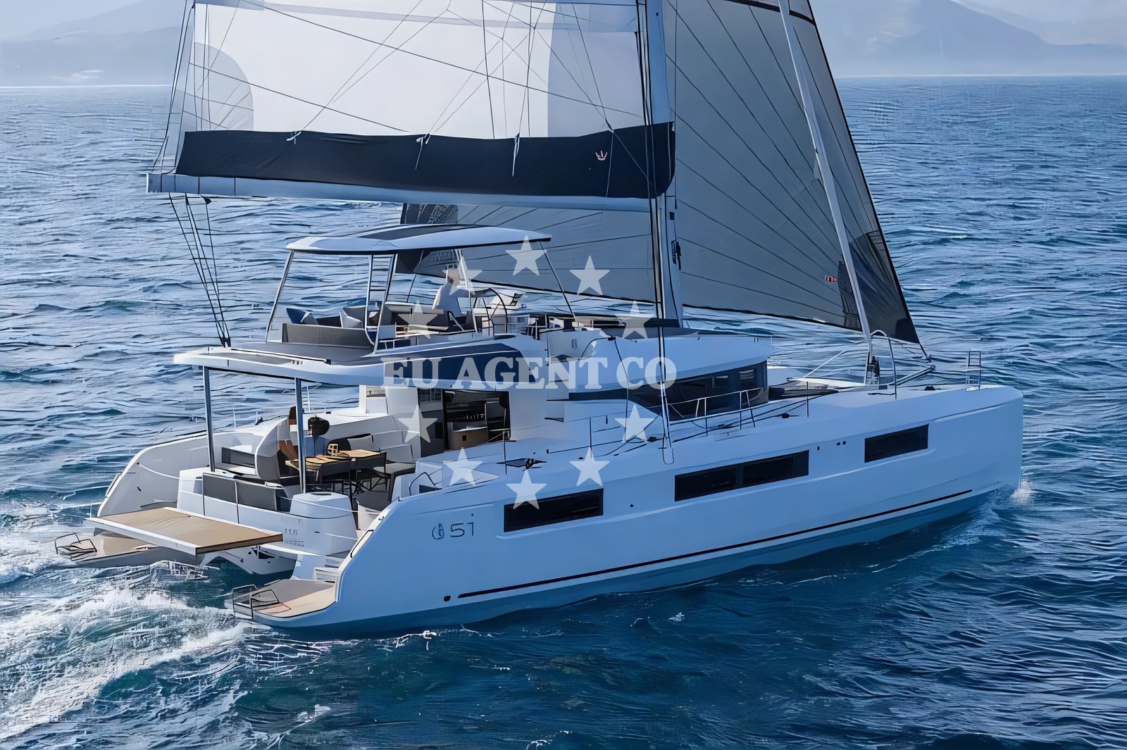 Exterior overview of Lagoon 51 (4+1) catamaran for charter from SCT Marina Trogir in the Split sailing area Croatia