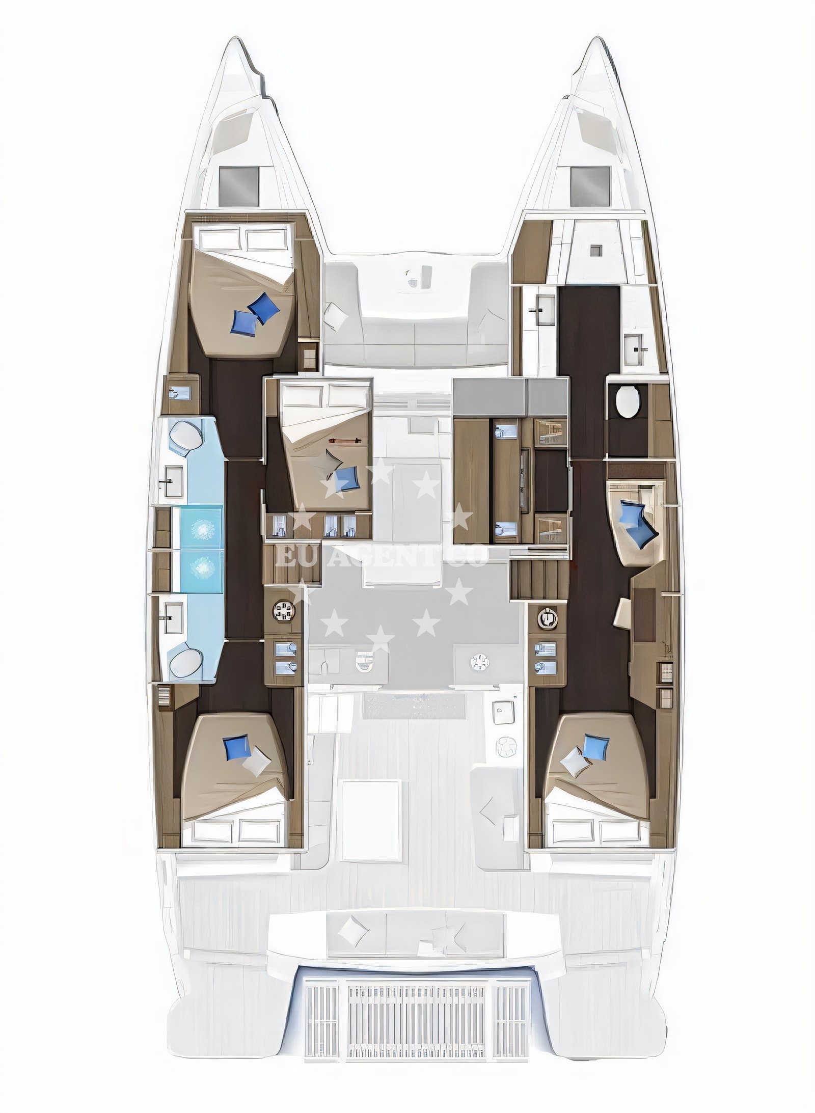 Interior of Lagoon 51 (4+1) catamaran with 5 cabins Croatia yacht charter