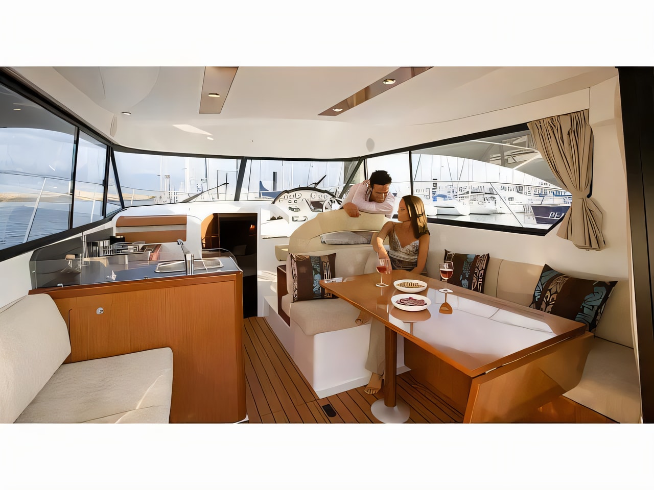 Layout of Beneteau Antares 36 motor boat with 2 cabins Croatia yacht charter