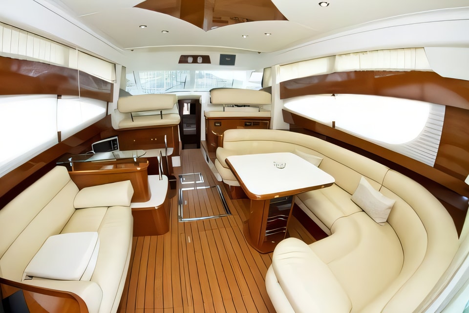 Interior of Jeanneau Prestige 46 Fly motoryacht with 4 cabins Croatia yacht charter