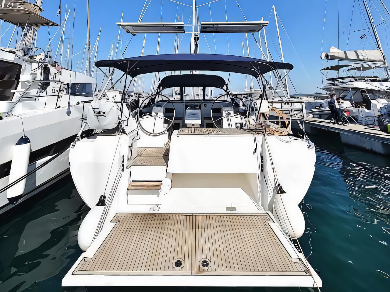 Exterior overview of Bavaria Cruiser 45 sail boat for charter from Sukosan Marina Dalmacija in the Kornati sailing area Croatia