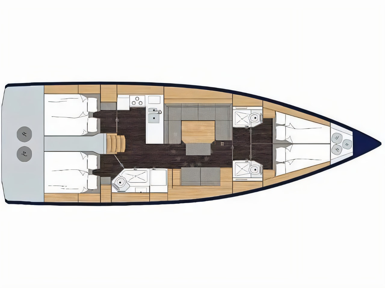 Interior of Bavaria Cruiser 45 sail boat with 4 cabins Croatia yacht charter