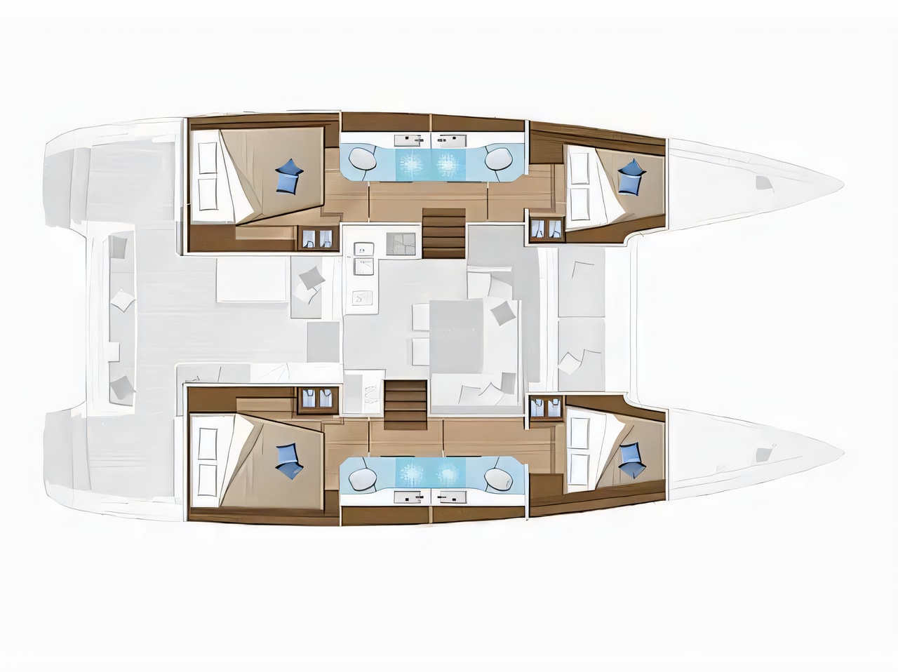 Interior of Lagoon 40 catamaran with 6 cabins Croatia yacht charter