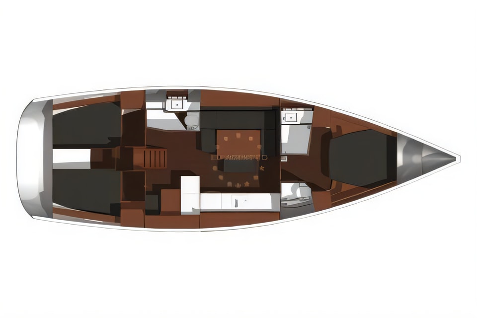 Layout of Dufour 445 GL sail boat with 3 cabins Croatia yacht charter
