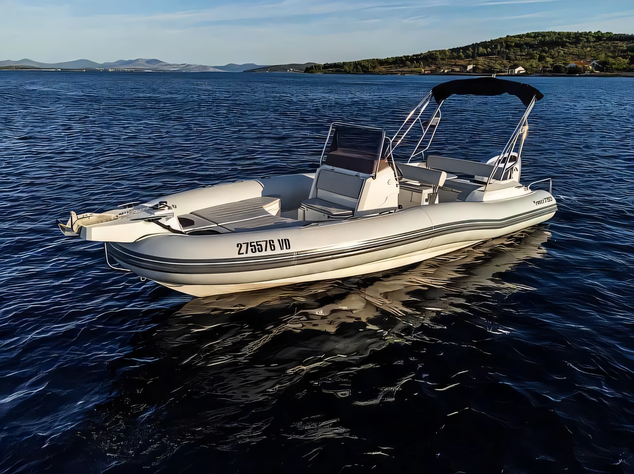 Exterior overview of Marlin 790 rubber boat for charter from Vodice Port in the Kornati sailing area Croatia
