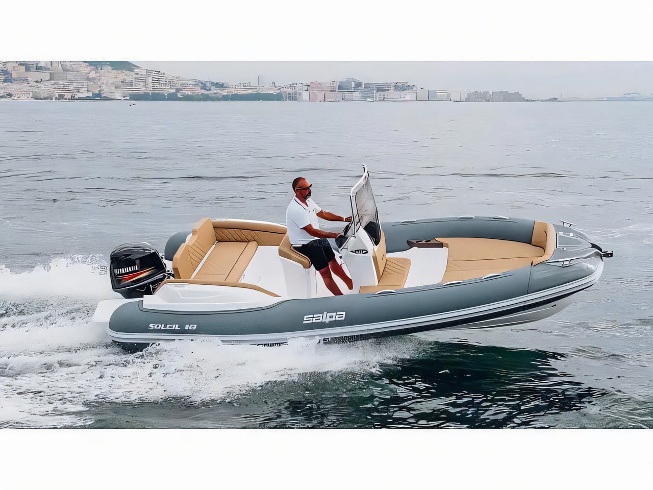 Exterior overview of Salpa Soleil 18 rubber boat for charter from Vodice Port in the Kornati sailing area Croatia