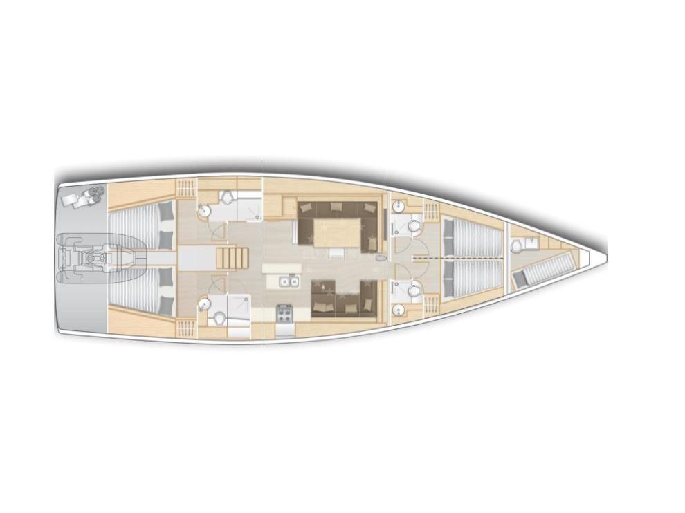 Interior of Hanse 588 sail boat with 5 cabins Croatia yacht charter